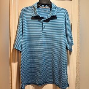 Walter Hagen Men's Aqua Striped Polo Shirt Size L